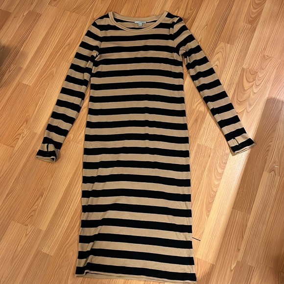 COS Dresses & Skirts - Cos long wool striped dress (with thumbholes!). Size small. Cotton/wool.